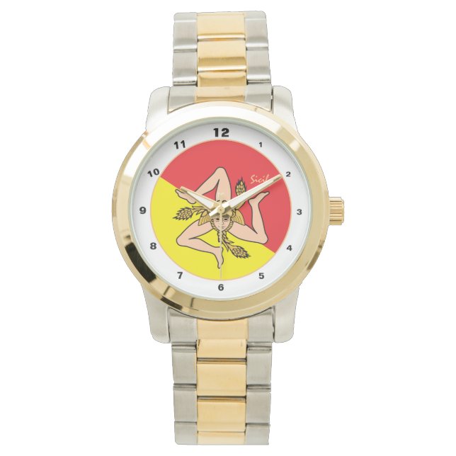 Reloj De Pulsera Sicilia watch, triskelion, moda siciliana, diseño (Anverso)