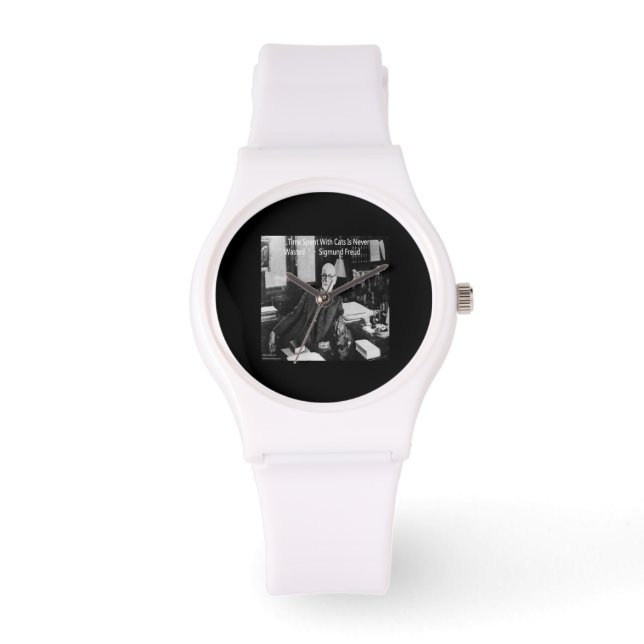 Reloj De Pulsera Sigmund Freud y Cat Cita Silicone Watch Mujeres (Anverso)
