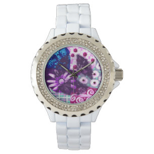 Reloj De Pulsera Signo abstracto de paz arte hippie azul morado