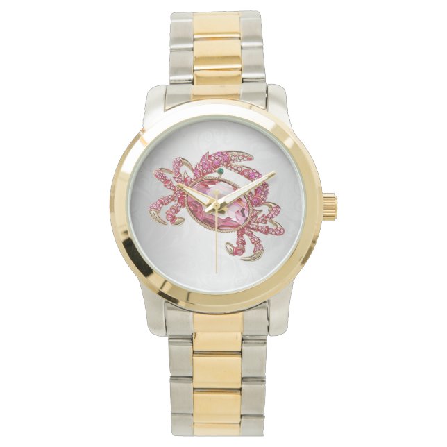 Reloj De Pulsera Signo de estrella cangrejo cáncer Diamante rosado  (Anverso)