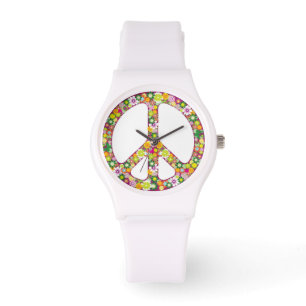 Reloj De Pulsera Signo de la paz del flower power