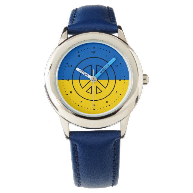 Reloj De Pulsera Signo de paz de bandera ucraniana (Anverso)