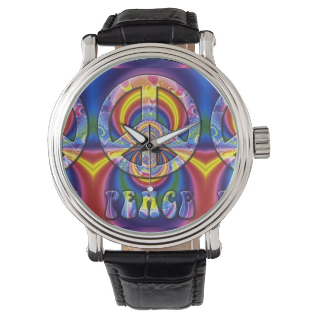 Reloj De Pulsera Signo de paz psicodélico (Anverso)