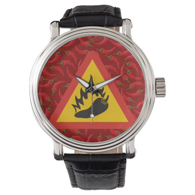 Reloj De Pulsera Signo de peligro de pimienta caliente (Anverso)