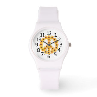 Reloj De Pulsera Signo de signo de la paz de los girasoles amarillo