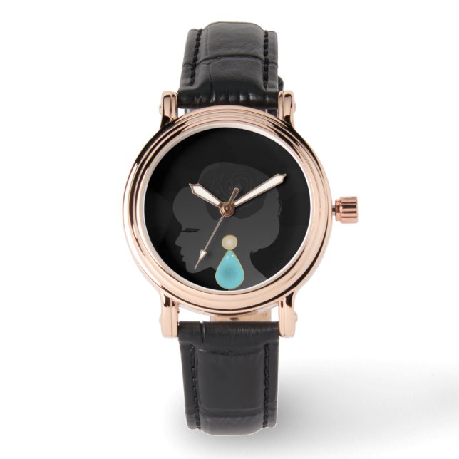 Reloj De Pulsera Silhouette Black Woman Dark Glamour (Anverso)