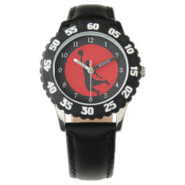 Reloj De Pulsera Silhouette de Baloncesto Negro Rojo