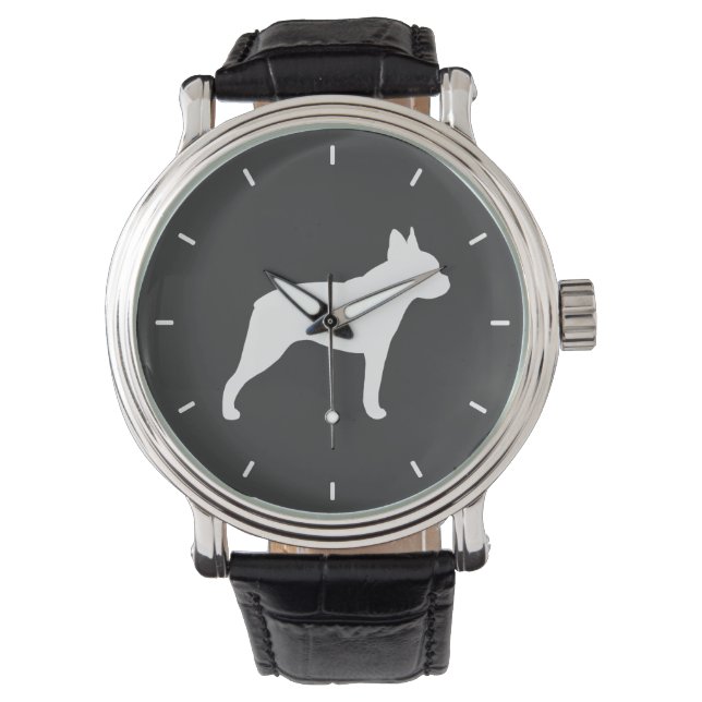 Reloj De Pulsera Silhouette de Boston Terrier (Anverso)