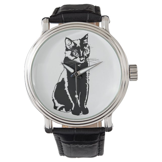 Reloj De Pulsera Silhouette de gato negro (Anverso)