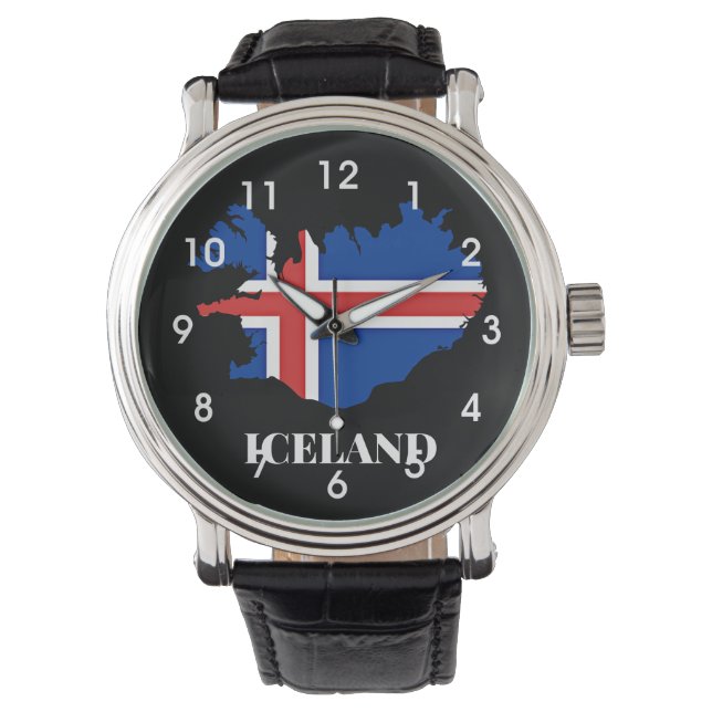 Reloj De Pulsera Silhouette de Islandia, bandera, (Anverso)
