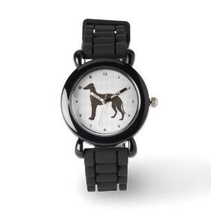 Reloj De Pulsera Silhouette de perro de Greyhound sobre formas de d