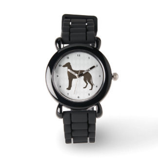 Reloj De Pulsera Silhouette de perro de Greyhound sobre formas de d