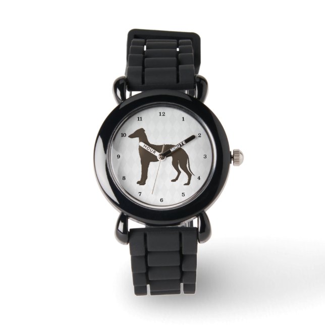 Reloj De Pulsera Silhouette de perro de Greyhound sobre formas de d (Anverso)