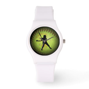 Reloj De Pulsera Silhouette de softball de Hit Fastpitch