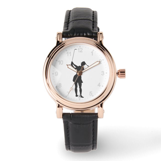 Reloj De Pulsera Silhouette de una mujer jugando al golf (Anverso)
