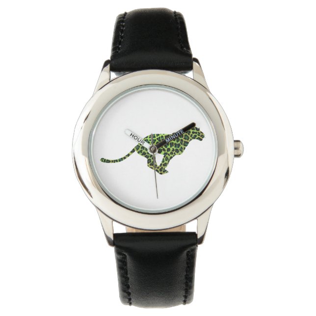 Reloj De Pulsera Silhouette Leopardo negro y verde (Anverso)