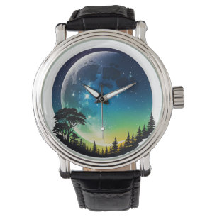 Reloj De Pulsera Silhouette Moon Night