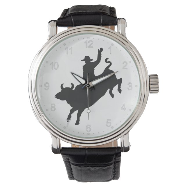 Reloj De Pulsera Silhouette Rodeo Bull Ride (Anverso)