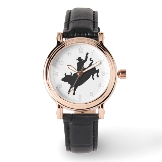 Reloj De Pulsera Silhouette Rodeo Bull Ride (Anverso)