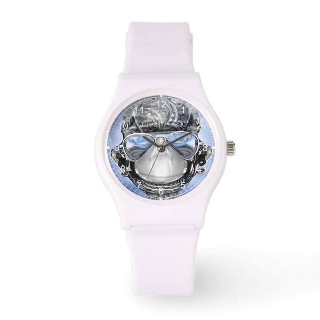Reloj De Pulsera Silicio blanco parachoque (Anverso)