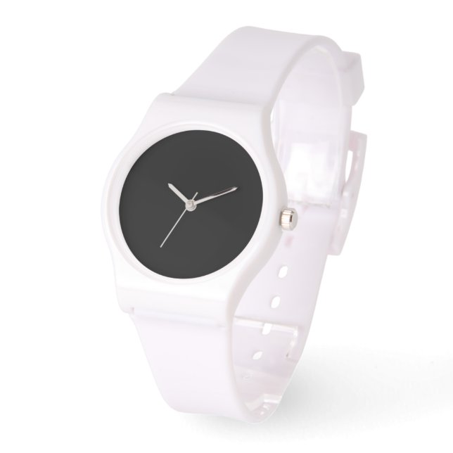 Reloj De Pulsera Silicona blanca de marcado negro (Ángulo)