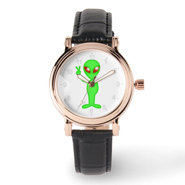 Reloj De Pulsera Silueta alienígena verde (Anverso)