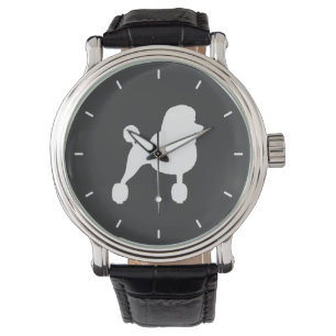 Reloj De Pulsera Silueta blanca del caniche estándar