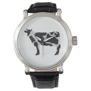 Reloj De Pulsera Silueta blanca y negra de vaca