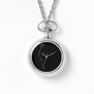 Reloj De Pulsera Silueta blanco y negro del caballo