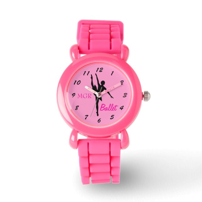 Reloj De Pulsera Silueta de bailarina de ballet sobre las iniciativ (Anverso)