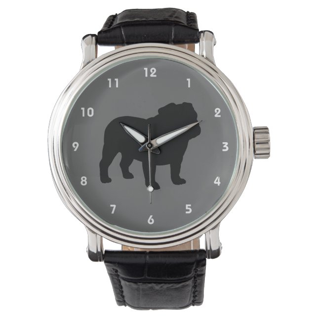 Reloj De Pulsera Silueta de Bulldog Inglés (Anverso)
