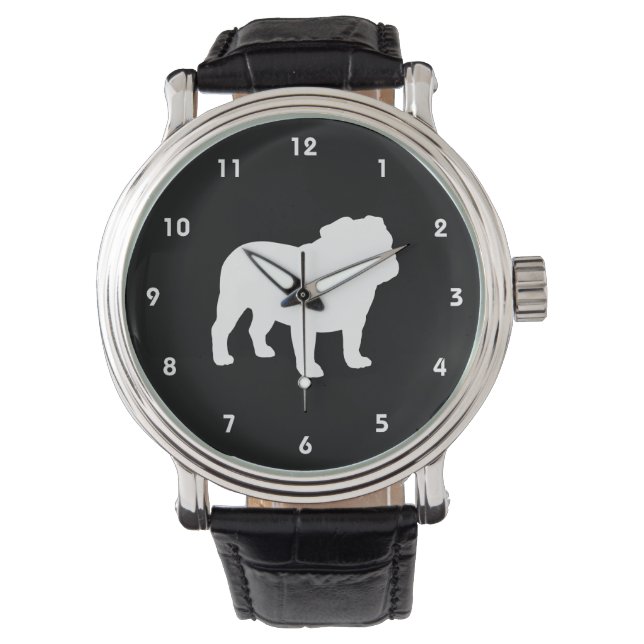 Reloj De Pulsera Silueta de Bulldog Inglés (Anverso)