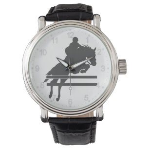 Reloj De Pulsera Silueta de caballo de salto - Elija color de fondo