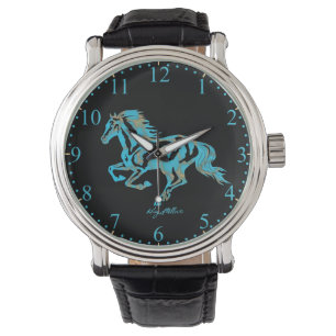 Reloj De Pulsera Silueta de caballo turquesa