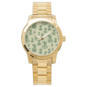 Reloj De Pulsera Silueta de cactus suculenta en tazas y macetas