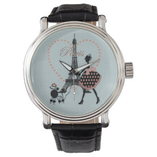 Reloj De Pulsera Silueta de chica de cosecha romántica
