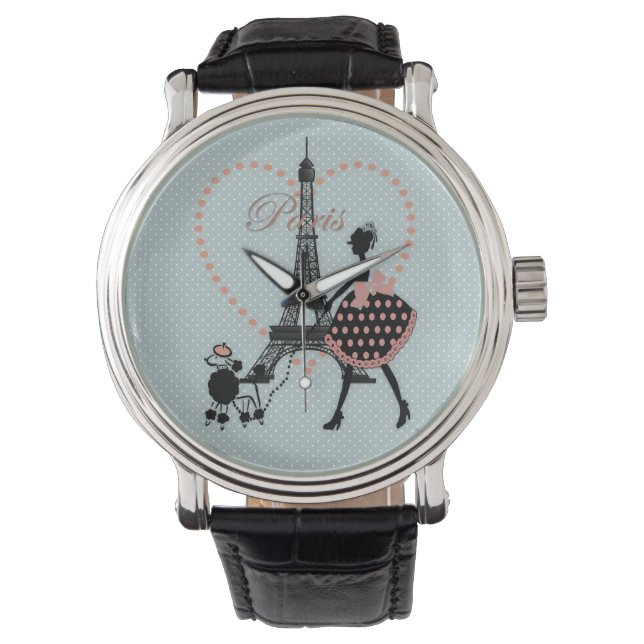 Reloj De Pulsera Silueta de chica de cosecha romántica (Anverso)