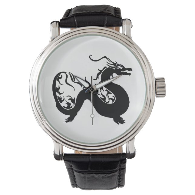 Reloj De Pulsera Silueta de Dragón Asiático (Anverso)