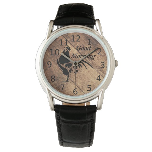Reloj De Pulsera Silueta de gallo negro del antiguo temporizador (Anverso)