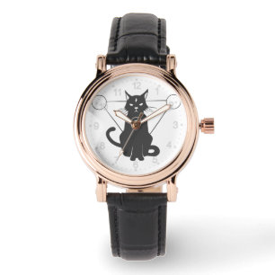 Reloj De Pulsera Silueta de gato mágico - Elija el color de fondo