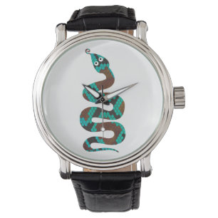 Reloj De Pulsera Silueta de impresión Verde azulada y marrón serpie