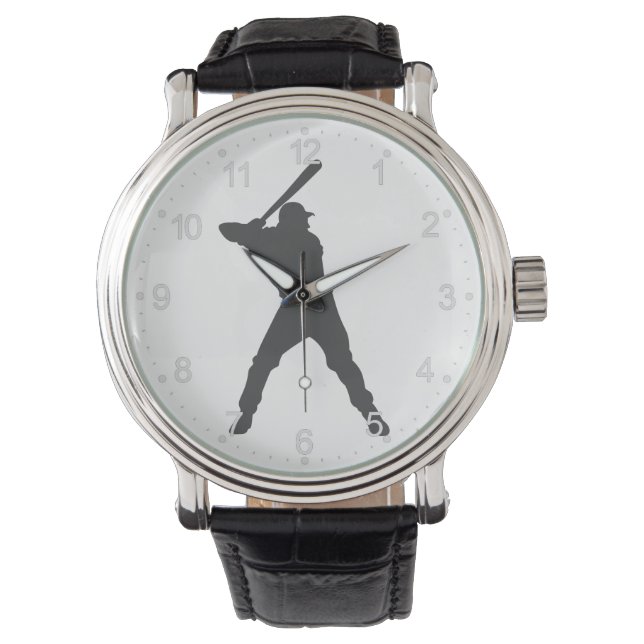 Reloj De Pulsera Silueta de jugador de béisbol (Anverso)