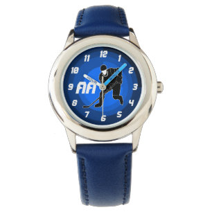 Reloj De Pulsera Silueta de jugador de hockey azul
