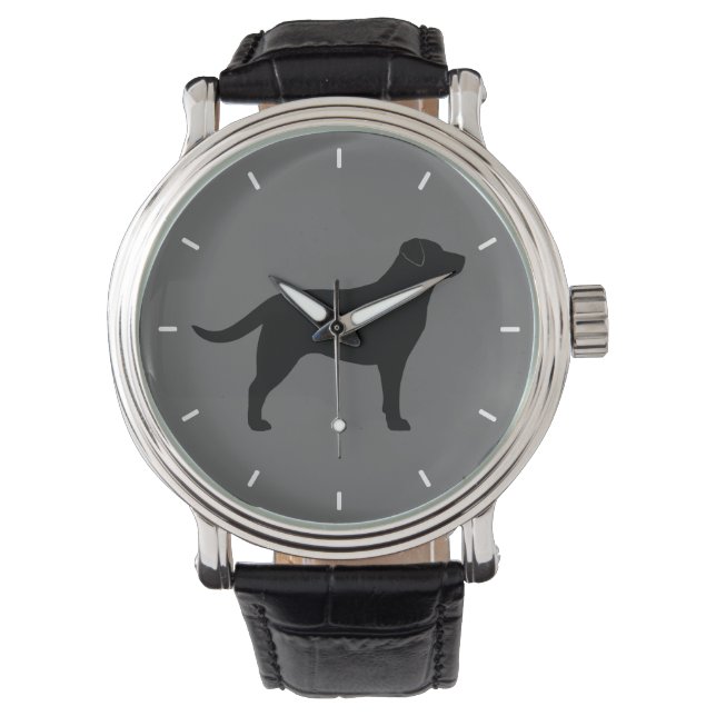 Reloj De Pulsera Silueta de Labrador Retriever Negro (Anverso)