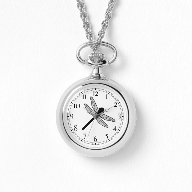 Reloj De Pulsera Silueta de libélula negra (Anverso)
