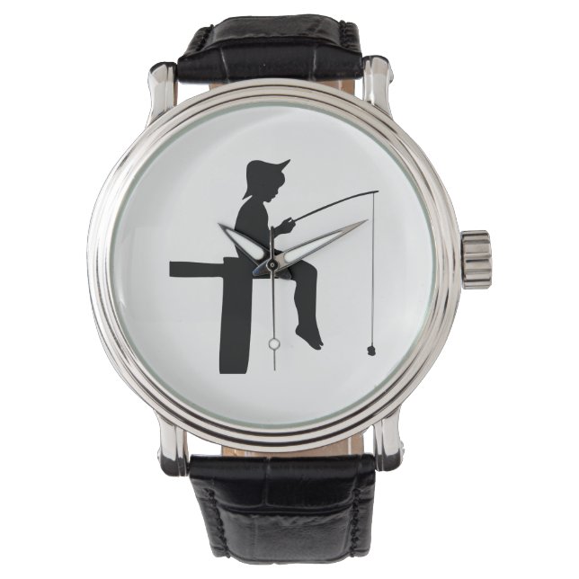 Reloj De Pulsera Silueta de niño pescando (Anverso)