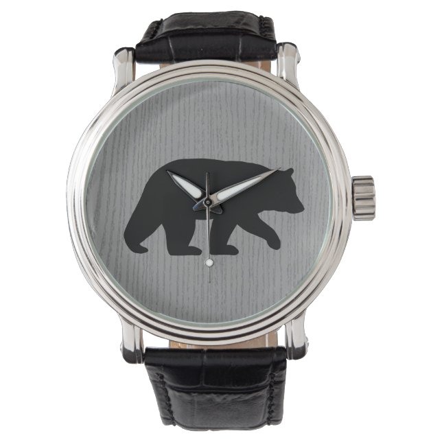Reloj De Pulsera Silueta de oso negro (Anverso)