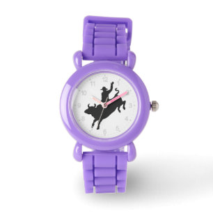 Reloj De Pulsera Silueta de Rodeo Bull Ride