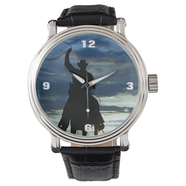 Reloj De Pulsera Silueta de vaquero montante (Anverso)