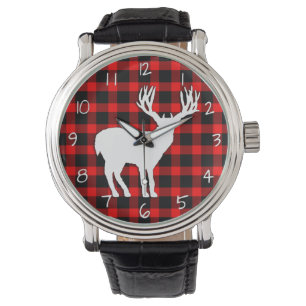 Reloj De Pulsera Silueta del macho de los ciervos en la tela
